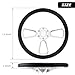 QYMOPAY 14 inch Universal 6 Hole Silver Aluminum 3 Spoke Muscle Style Racing Steering Wheel with Horn Button Leather Grip Steering Wheel