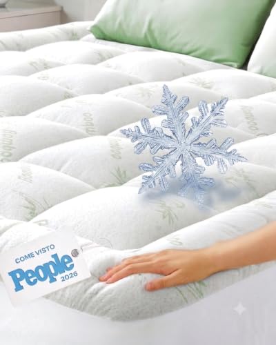 Topper Matrimoniale Cloud-Like Comfort – Viscosa di Bambù Ultra Morbida, Traspirante e Rinfrescante, 180x200 cm, Vestibilità Profonda