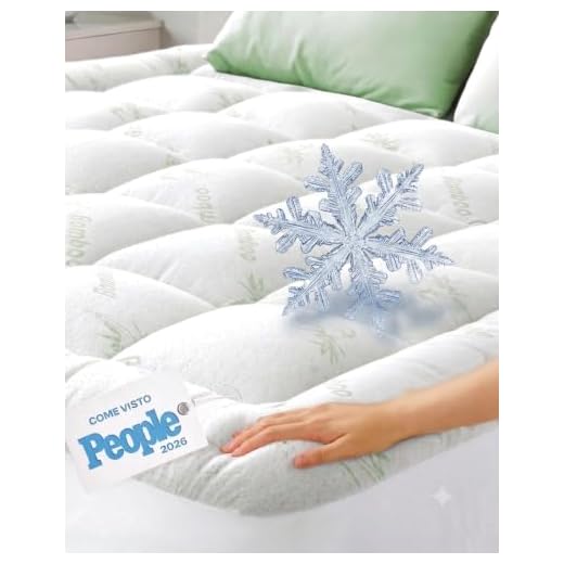 Topper matrimoniale Cloud-Like Comfort - Protezione in viscosa di bambù ultra morbida, traspirante e rinfrescante - 180x200 cm, vestibilità profonda
