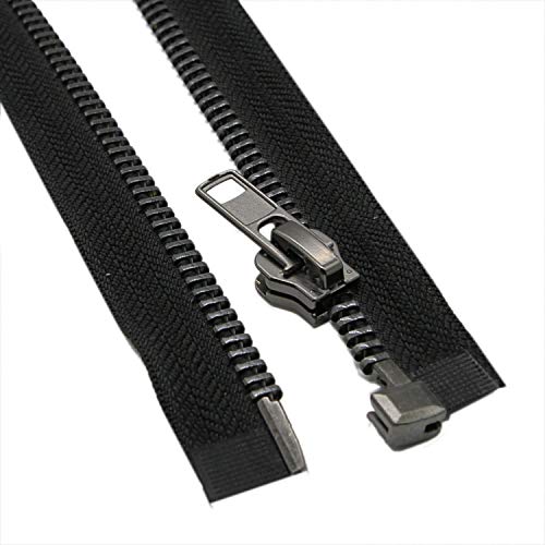 Leekayer #8 30 Inch Separating Jacket Zipper Black Nickel 76cm Metal Zipper Heavy Duty Metal Zippers for Jackets Sewing Coats Crafts (30" Nickel)