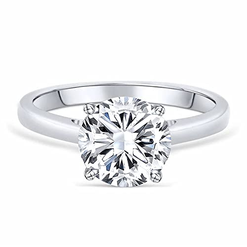Blocaci Solitaire Engagement Rings for Women 1 Carat Classic Round Moissanite Wedding Rings 925 Sterling Silver 10K 14K 18K Gold Anniversary Promise Rings for Her with Text Engraving