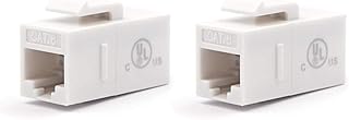 VCE Keystone RJ45 Coupler Cat6 UL Listed, Slim Ethernet Inline Connector Female to Female, Keystone Jack Insert for Wall Plate & Patch Panel, White 2-Pack