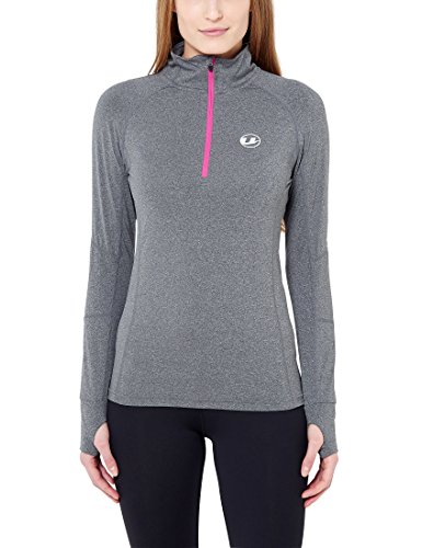 Ultrasport Runflow, Maglia Sportiva a Manica Lunga Donna, Grigio/Rosa, 38