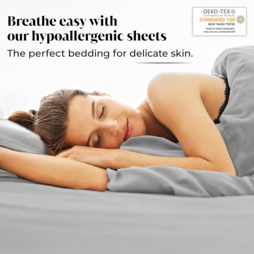 Image of |Split King Size Sheet Set | Organically Grown | Ultra Soft & Cooling |100% Viscose | 17 inch Deep Pocket [Slate]