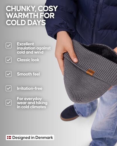 DANISH ENDURANCE Kids Beanie for Winter, Children's Merino Wool Fleece Lined Hat3