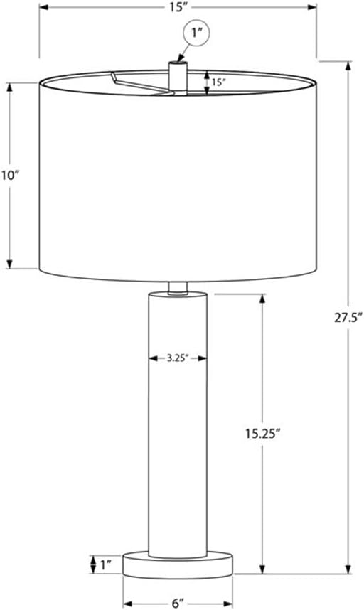 Pemberly Row 28" Nickel Metal Cylinder Table Lamp, Ivory Linen Drum Shade, Clear Acrylic Base, 3-Way Switch, 6ft Transparent Cord, Modern Accent Lighting for Living Room, Bedroom, or Office