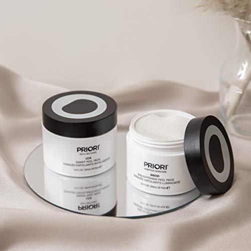 Priori Skincare Enlightening Peel Pads With Coq10, Lactic Acid, Retinol, Salicylic Acid, Brightening Light Exfoliation, Hydration, Dermatologist Tested, Fragrance Free 1 Pack / 30 Count #TOP5