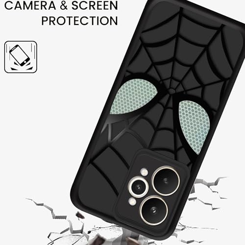 Image of Stylish Spider Back Case Cover Compatible with Realme 15 Pro 5G | Spidey Face Mask Case | Soft Silicone | Camera & Full Body Protection | Shock Proof | (Black)