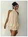 Verdusa Women's Chiffon Halter Drop Waist Wedding Guest Dresses Ruffle Summer Mini Dress Brunch Outfits Beige X-Large