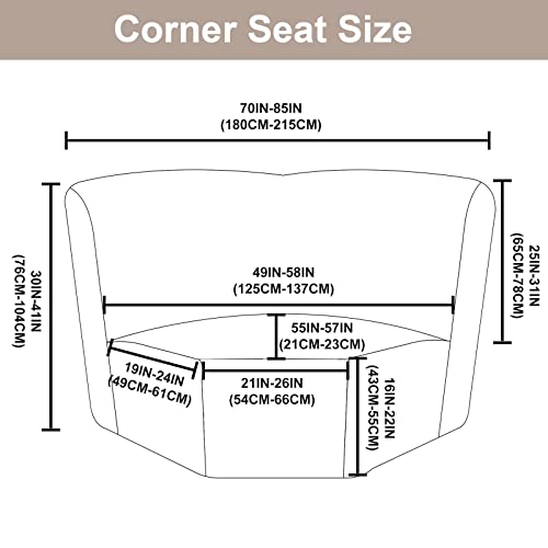 Okyuk L Shape Sectional Recliner Sofa Covers 7-Piece, Stretch Jacquard Reclining Couch Covers For Reclining L Shape Sofa, Thick Soft 5 Seat Recliner Cover (5 Seater, Khaki) #TOP2