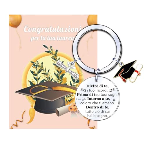 LUODAN Regalo Laurea Portachiavi Regalo Laurea Amicizia Donna Uomo Amica