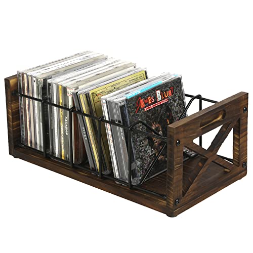 Farm In Cd Storage Holder, 5-Slot Farmhouse Industrial Cd & Dvd Storage Rack With Handles cover