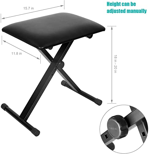 Kuyal Piano Bench, Adjustable Height X-Style Keyboard Bench Padded Seat, Black #TOP1