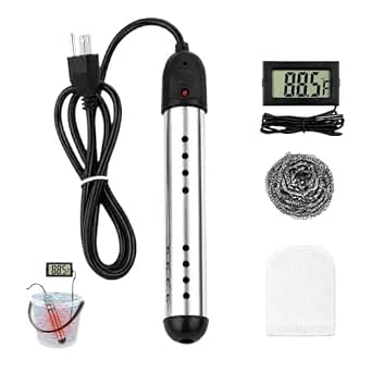 2000W Immersion Water Heater with Temperature Control and Safety Features