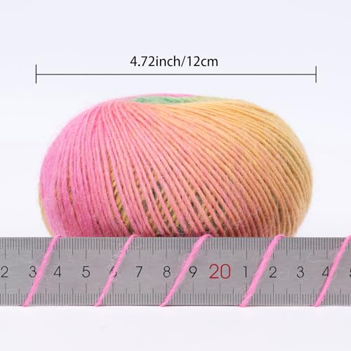Image of NICEEC 3 Skeins 100% Rainbow Wool Yarn Soft Gradient, Self-Striping, Colorful Single Ply Yarn for Crochet & Knitting (Total 196ydsx3 /1.76ozx3) - 29#