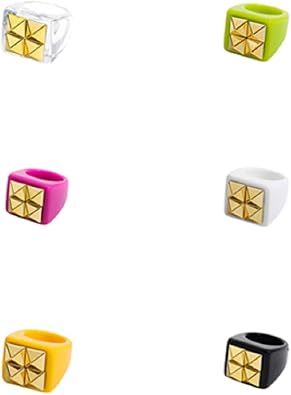 5pcs Y2K Style Chunky Retro Resin Acrylic Ring Plastic Rings Kids Ring Cute Colorful Candy Ring Finger Ring Jewelry Transparent Handmade Trendy Rings for Women