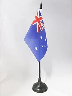 Australia Table Flag 4'' x 6'' - Australian Desk Flag 15 x 10 cm - Black plastic stick and base - AZ FLAG
