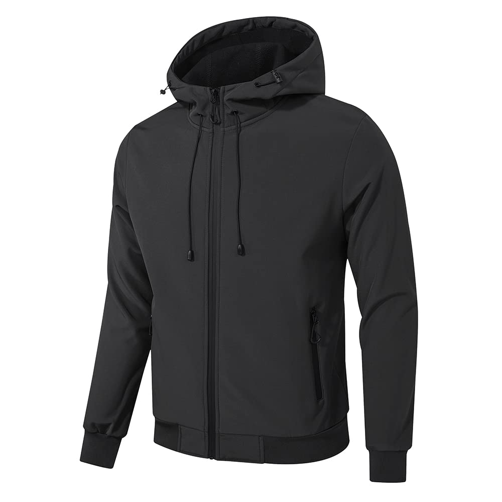TONY BACKER Giacca Jacket Uomo In Softshell Impermeabile Antivento con Cappuccio Giubbotto Caldo Per Trekking Casual 6860