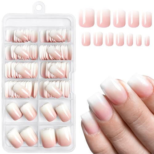 AddFavor 240pc Ombre Press on Nails Short Square Fake Nails - Glu...