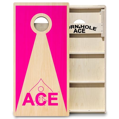 CornholeAce ACE PRO Pink Inverse Triangle Professional Cornhole Boards - No Bounce! 3/4" Baltic Birch Plywood, Handles, Regulation Size (4x2ft), Tournament Style, Made in USA