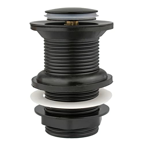 Xcel Home™ Tapón para lavabo de baño desplegable de latón de calidad, color negro mate, sin ranuras, conexión estándar G de 1 1/4 pulgadas, 1 unidad