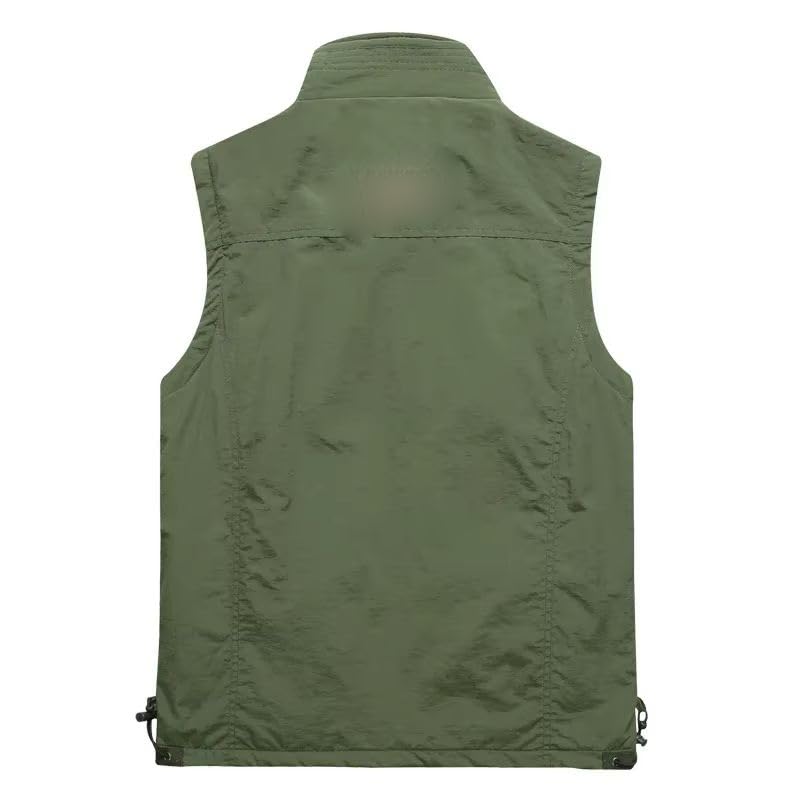Chaleco de primavera hombre multibolsillos cuello de pie chaleco casual 5