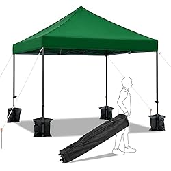 Yaheetech Carpa Plegable 3x3 Carpas para Exteriores Altura Ajustable de 323-341cm Camping Cenador de Jardín Impermeable Sombrilla Carpa Playa Terraza Toldo con 4 Bolsas Verde Oscuro