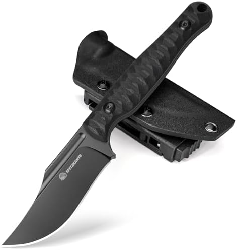 D2 EDC Fixed Blade Bowie Knife, Tactical Full Tang Knife with Sheath, 3.5