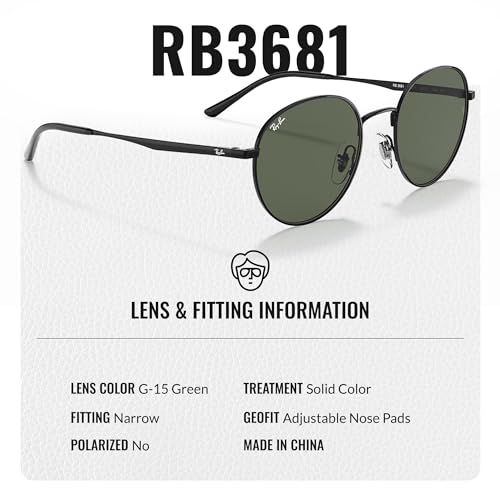 Ray-Ban RB3681 Phantos Shape Non-Polarized Sunglasses for Men & Women – Includes Official Rayban Eyewear Kit – Ideal Formal & Casual Wear Sunglasess – Green Classic G-15 Lens