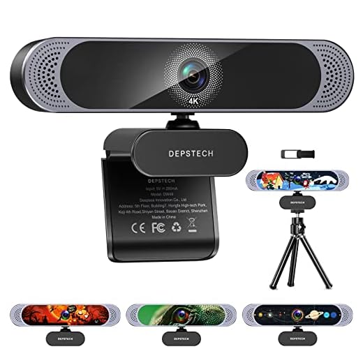 DEPSTECH Webcam with Microphone, 4K Webcam Sony Sensor Autofocus Web Camera with Privacy Cover and Tripod, 8MP USB Webcam for Desktop Laptop PC, Streaming Webcam for Zoom, Skype, Facetime, YouTube