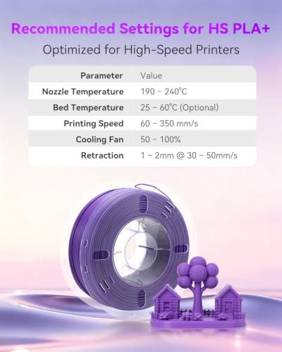 Image of VOXELAB HS PLA+ Filament 1.75mm, High Speed PLA Plus 3D Printer Filament, 1kg (2.2lbs) for Most FDM 3D Printers, Enhanced Toughness & Smooth Printing, Superior Layer Adhesion(Purple)