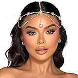 ZUYASEZ Gold Rhinestone Head Chain Crystal Pendant Headbands Layered Headpiece Festival Valentines Prom Costume Hair Accessories for Women