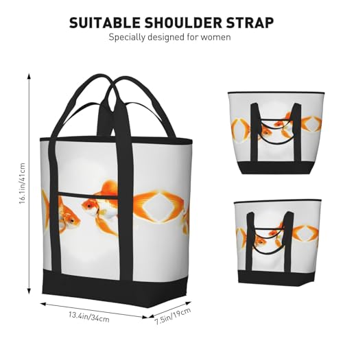 Sac isotherme de grande capacité avec imprimé poisson mignon noir