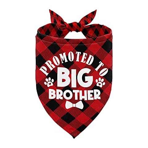 Promoted to Big Brother Dog Bandana, Pet Baby Announcement Plaid Scarf Gender Reveal Accessories, Pet Scarf Accessories, Gift for Dog Lovers, Small Medium Large Dogs Cover