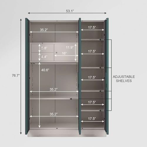 Image of Interio by Godrej Slimline 3 Door Steel Almirah with Locker & Drawer in Textured Sea Pine