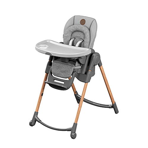 Maxi-Cosi Minla Hochstuhl, höhenverstellbarer Kinderstuhl, nutzbar ab der Geburt bis ca. 14 Jahre (max. 60kg), inkl. abnehmbarem Tisch, verstellbarer Rückenlehne & Liegefunktion, Essential Grey (grau)