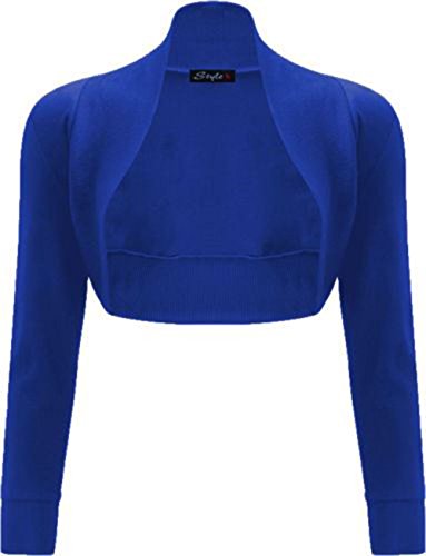 Janisramone Les Femmes Coton uni nervurés Top à Manches Longues boléro Haussement Cover