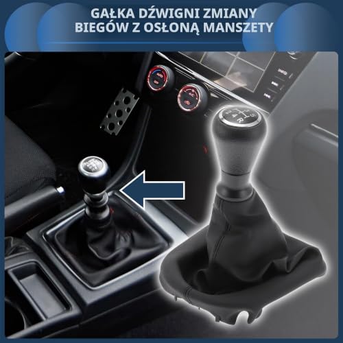 INFINAUTO 5-biegowa ręczna gałka dźwigni zmiany biegów z pokrywą gałka zmiany biegów do Peugeot 206 I dla Peugeot 207 Z tworzywa sztucznego i skóry syntetycznej czarnej 1 szt
