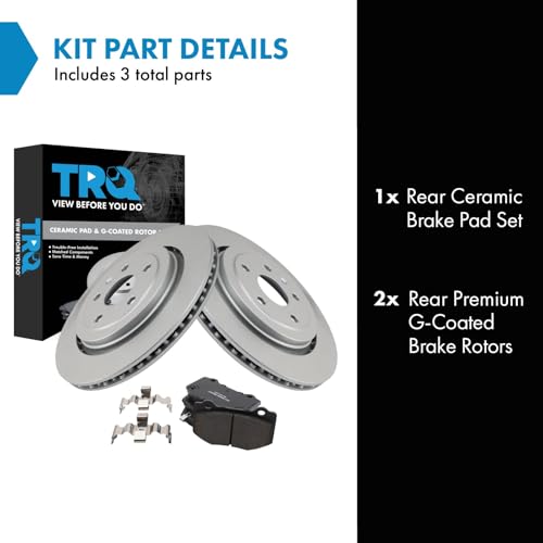 Image of TRQ Rear Brake Pad and Rotor Set Ceramic G Coated Rotors | For 2016-2019 Cadillac ATS 2016-2020 Chevrolet Camaro
