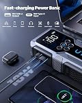 Démarreur de saut de voiture portable avec Air Compresseur, UTRAI 4500A 150PSI Démarreur de saut de batterie de voiture Booster avec des câbles de Jumper, LED Lumières, Booster de batterie de boîtier de stockage (8.5L Gaz/6,5 L Diesel) (Grey)