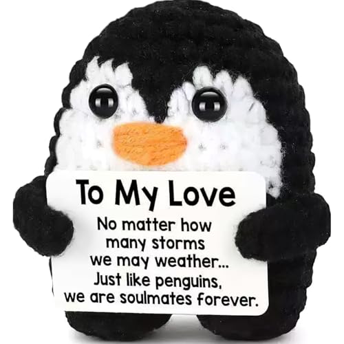 Image of Handmade Crochet Penguin Toy | Cute Desk Decor with to My Love Card | Romantic Emotional Support Crochet Doll | Perfect Love Gifts for Woman and Men