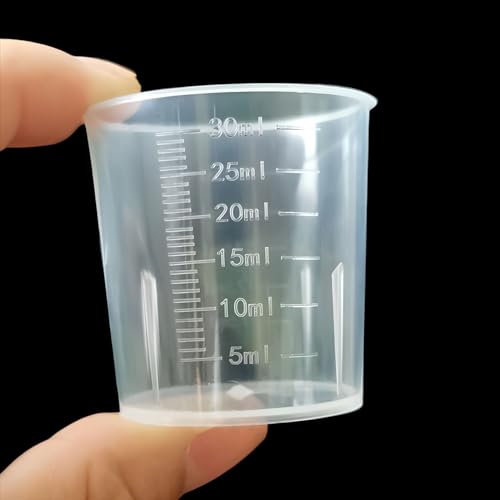 30ml/1oz Plastic Liquid Measuring Cups - Mini Clear Kitchen Medicine Cups Transparent Labs Graduated Beakers Baking Cooking Home Lab Measure Tool - 10PCS