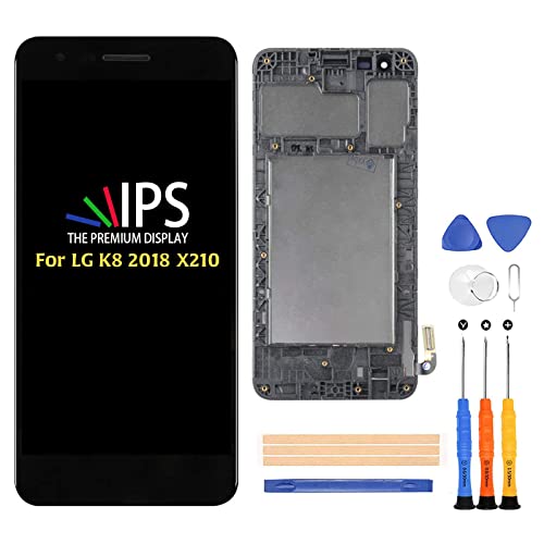Compatible with LG Aristo 2 X210/Dynasty/K8 2018/Zone 4 X 210V LCD Display Screen Replacement,for SP200 Tribute Fortune 2/Risio 3 Display LCD Panel Repair Parts Kit,with Tools+Frame