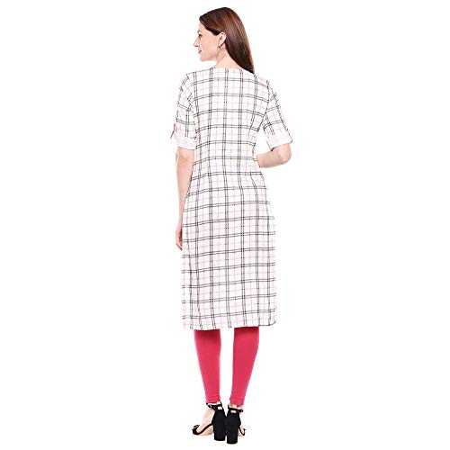 Image of Aurelia Womens Round Neck Checked Kurta