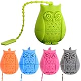 STYAGLO 5 Pcs Cute Owl Tea Strainer for Loose Leaf Tea, Silicone Handle Tea Infuser Tea Filters Tea Diffuser Set, Cute Animal Tea Balls Fine Mesh, Colorful Cartoon Tea Steeper