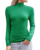 Abardsion Women's Long Sleeve Mock Turtleneck Shirts 2025 Fleece Lined Base Layer Slim Fit Thermal Underwear Tops (Green, S)