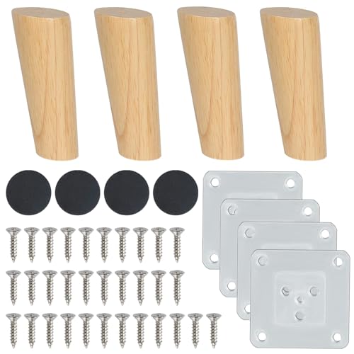 Luabue Möbelfüße aus Holz - 4er Pack, Schräg 12cm, Rund für Schrank, Sofa, Bett & Tische, inkl. Montageplatten & Schrauben Luabue Möbelfüße aus Holz - 4er Pack, Schräg 12cm, Rund für Schrank, Sofa, Bett & Tische, inkl. Montageplatten & Schrauben