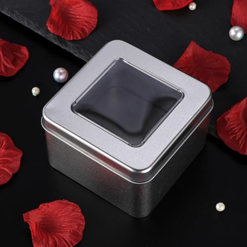 SUPVOX 2pcs Square Tinplate Candy Storage Boxes with Hinged Lid, 90x90x55mm Silver Matte Metal Containers for Wedding Candy Packing and Multipurpose Food Storage - Image 4