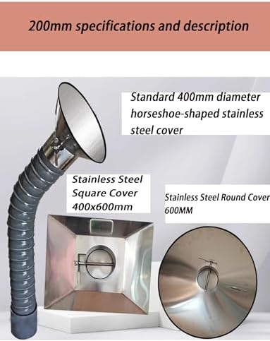 Flexible Industrial Fume Extractor Hose - 160mm x 200cm Welding Ventilation Tubing with Stainless Steel Hood for Factory & Workshop Air Filtration