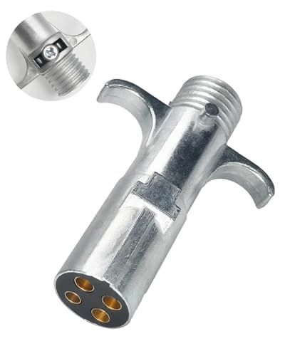 GLUWPA 4-Pin Round Wiring Harness Plug, Male Connector - Trailer-Side 4-Way Round Trailer Connector Fit for Truck, RV, Boat Wiring Harness